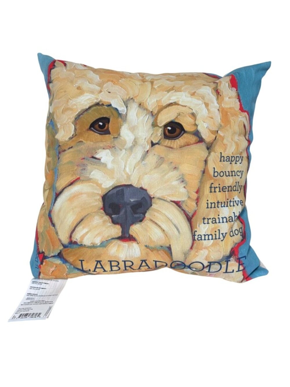 Labradoodle Plush Throw Pillow 17x17 Happy Bouncy Friendly Intuitive Trainable F